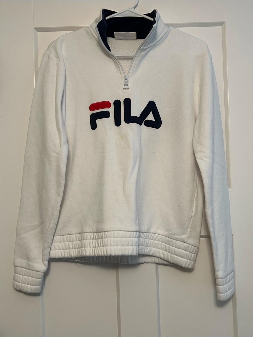 Fila - White Quarter-Zip Pullover with Navy & Red Logo